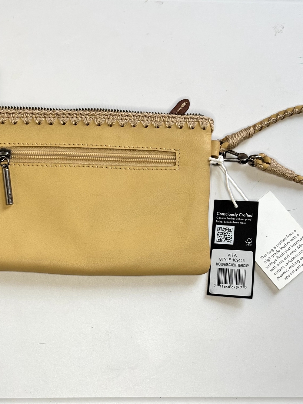 The Sak Vita Leather Wristlet in Mustard Yellow